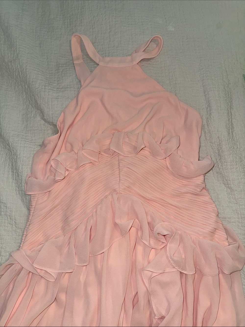TFNC Blush Pink Ruffle Halter Girls' Formal Dress